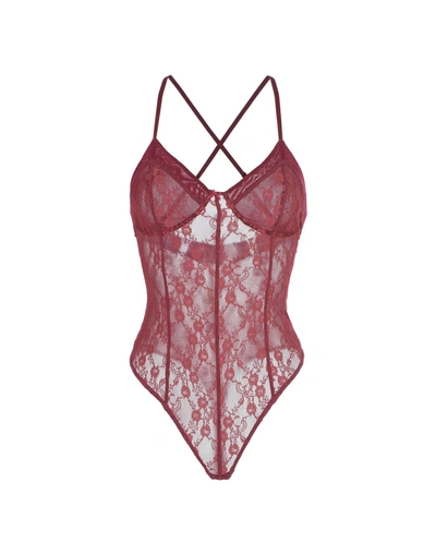 Free People Intimately Fp Runaway Lace Thong Bodysuit In Raspberry