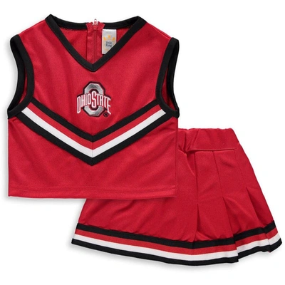 Little King Kids' Girls Toddler Scarlet Ohio State Buckeyes Two-piece Cheer Set