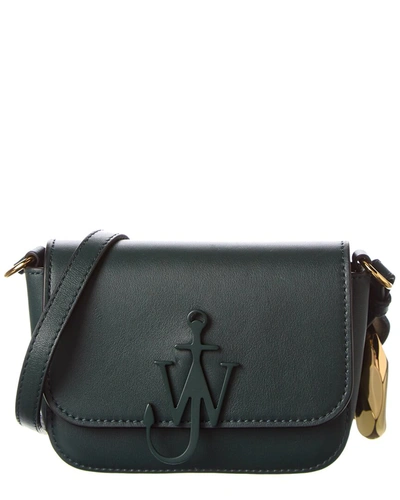 Jw Anderson Chain Nano Anchor Leather Crossbody In Green