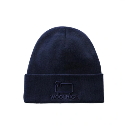Woolrich Logo-embroidered Beanie In Blue