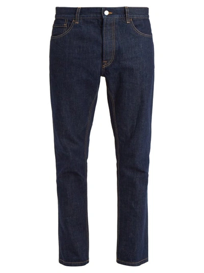 Prada Stitch-detail Straight-leg Cotton Jeans In Blue