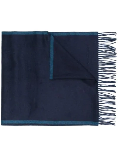 Ferragamo Fringed Scarf In Blue