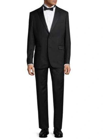 Versace Two-piece Virgin Wool Tuxedo Suit In Black