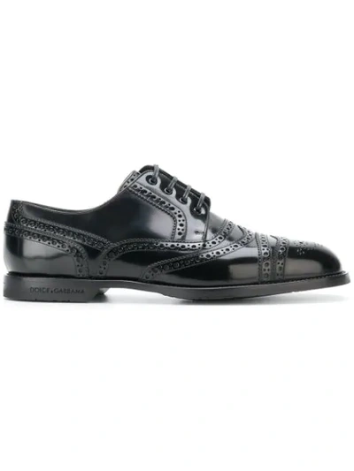 Dolce & Gabbana Brogue Derby Shoes In Black