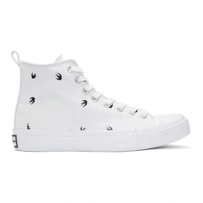 Mcq By Alexander Mcqueen Men's Shoes High Top Trainers Sneakers Micro Plimsoll Swallow Canvas In 9013.optwht