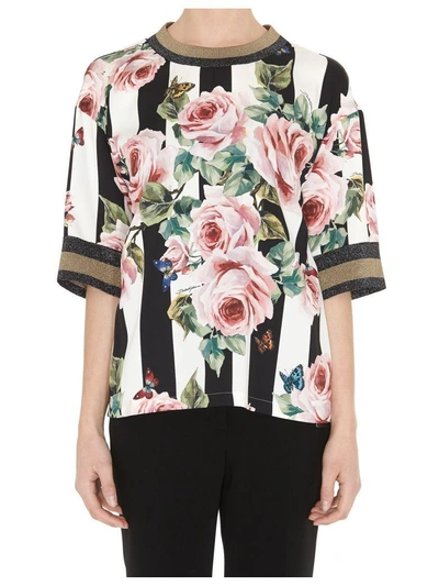 Dolce & Gabbana Blouse In Printed Silk In Multicolor