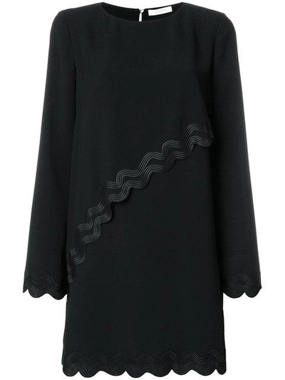 Versace Minikleid Mit Wellenförmigen Abschlüssen In Black