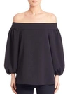 Tibi Draped Twill Off-the-shoulder Top In Black