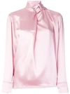 Marques' Almeida Buckle-embellished Silk-satin Blouse In Baby Pink