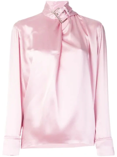 Marques' Almeida Buckle-embellished Silk-satin Blouse In Baby Pink
