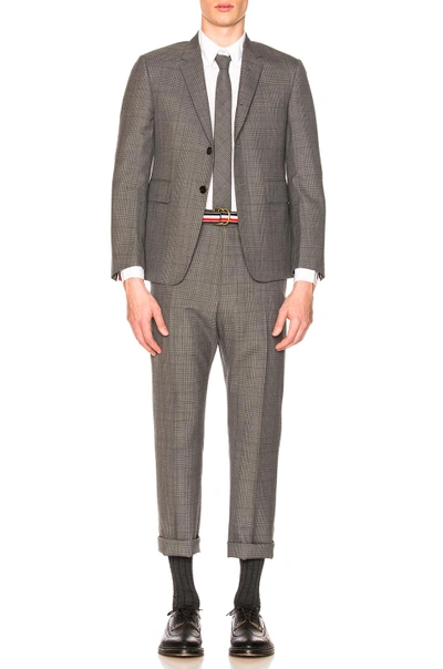 Thom Browne Classic Gingham Cool Wool Suit With Tie In Medium Grey