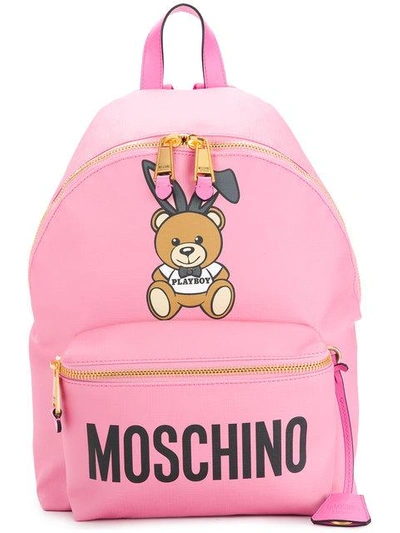 Moschino Playboy Teddy Backpack In Pink