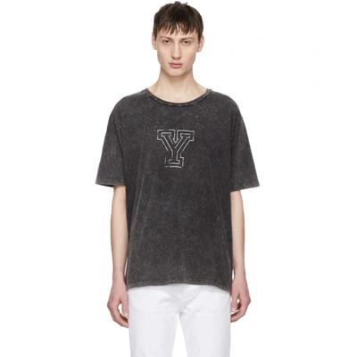 Saint Laurent Logo-print Cotton T-shirt In Grey