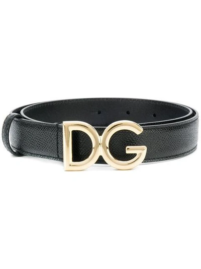 Dolce & Gabbana Logo Buckle Belt In Black