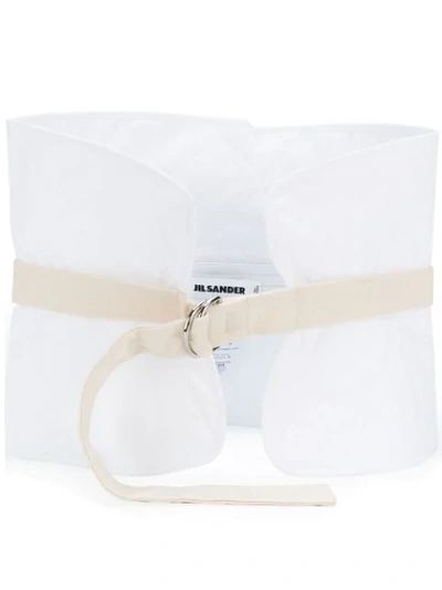 Jil Sander Wide Cotton Belt In White