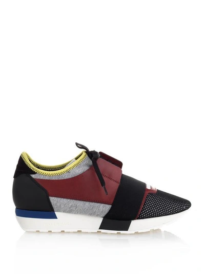 Balenciaga Fabric And Leather Sneakers In Grey