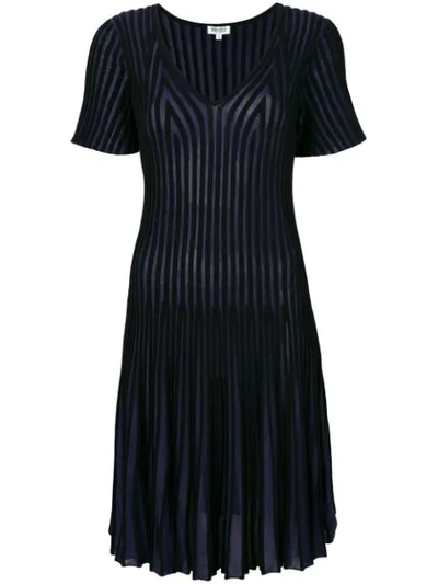 Kenzo Opening Ceremony V-neck Pleated Dress In Blue