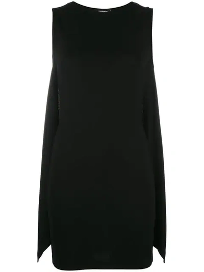 Dsquared2 Fitted Cape Style Dress In Black