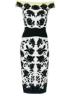 Alexander Mcqueen Floral Print Fitted Dress - White In Nero