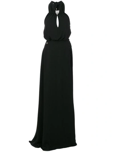 Philipp Plein Embellished Panther Halterneck Dress - Black