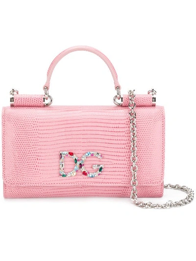 Dolce & Gabbana Sicily Von Bag Leather Smartphone Shoulder Bag In Pink