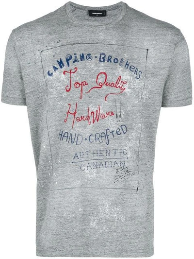 Dsquared2 Top Quality Hardware Print T In Grey Melange