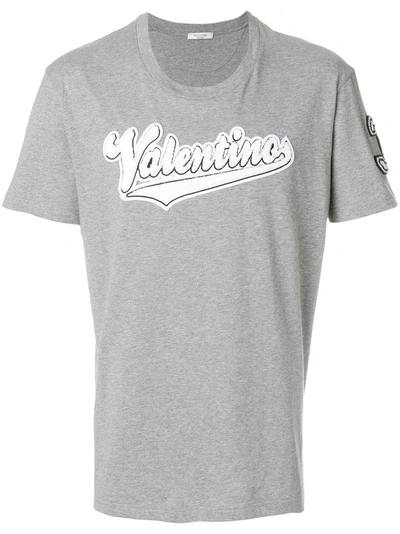 Valentino Appliquéd T-shirt In Grey