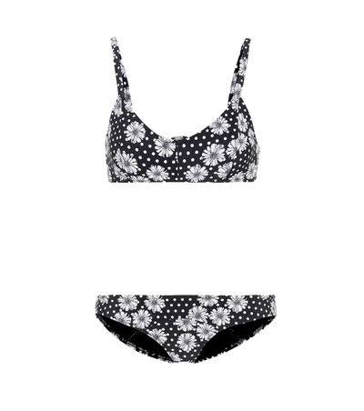 Lisa Marie Fernandez Genevieve Floral-printed Bikini In Black