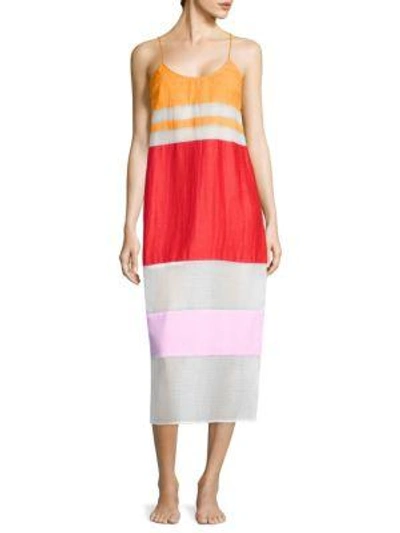 Flagpole Lexi Beach Dress In Strawberry/tangerine/rose/pearlstripe