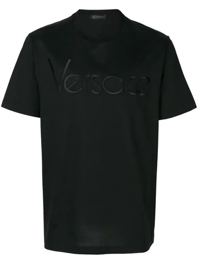 Versace Short-sleeve Cotton Tee In Black Gold