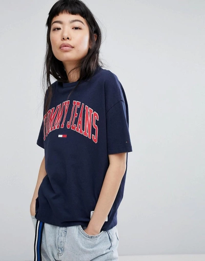 Tommy Jeans Collegiate Logo T shirt Navy ModeSens