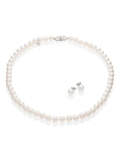 Mikimoto 8mm Akoya Pearl Stud Earrings & Necklace Gift Set