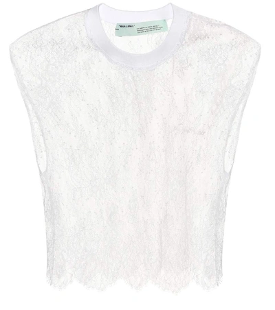 Off-white Lace Crop Top In White