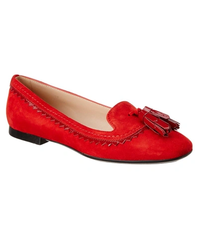 Tod's Tods Suede Tassel Loafer In Red