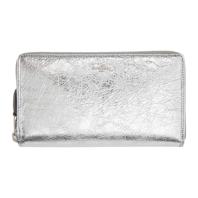 Balenciaga Silver Metallic Continental Wallet