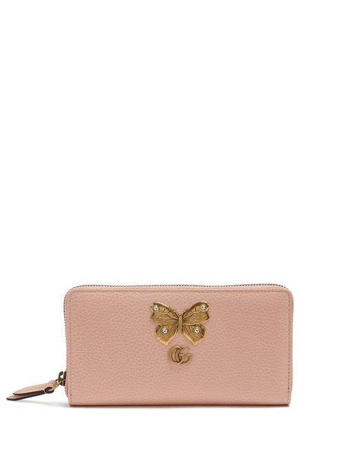 Gucci - Butterfly Embellished Leather Wallet - Womens - Light Pink | ModeSens