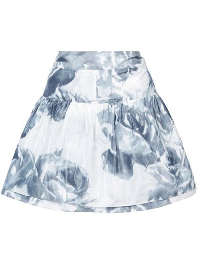 Marchesa Rose Print Skirt In White