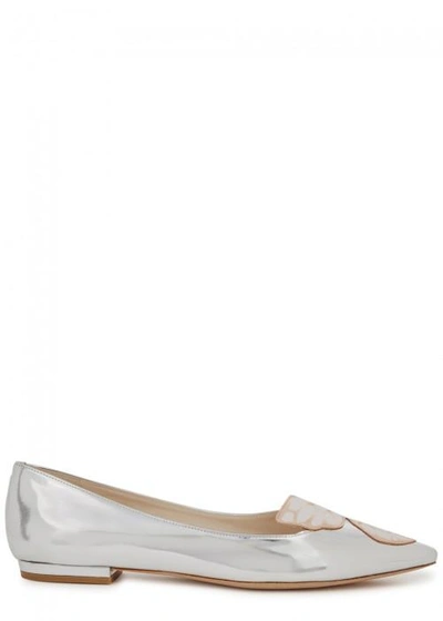 Sophia Webster Bibi Silver Butterfly Leather Flats