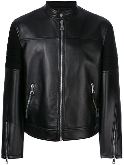 Neil Barrett Front Zip Biker Jacket In Black