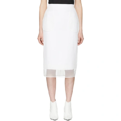 Givenchy White Tulle-overlay Pencil Skirt In 100 White