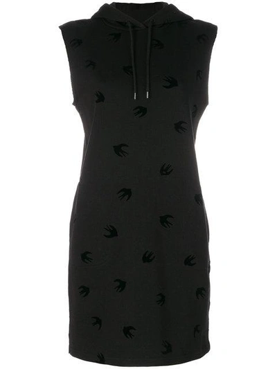 Mcq By Alexander Mcqueen Swallow Hoodie Dress In Black
