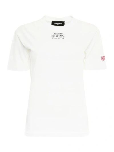 Dsquared2 Embroidered T-shirt In Bianco (white)