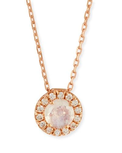 Kalan By Suzanne Kalan Rainbow Moonstone & Diamond Pendant Necklace In 14k Rose Gold