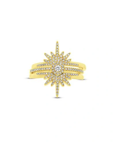 Ron Hami Starburst Love Bolt Stacking Rings With Diamonds