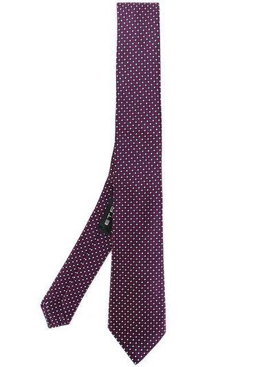 Etro Dot Embroidered Tie In Red
