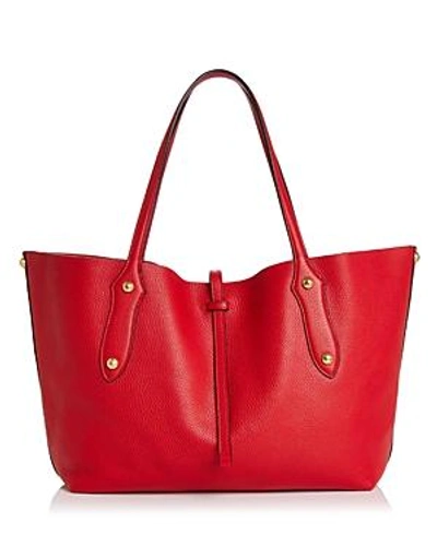 Annabel Ingall Isabella Small Leather Tote In Cherry Red/gold