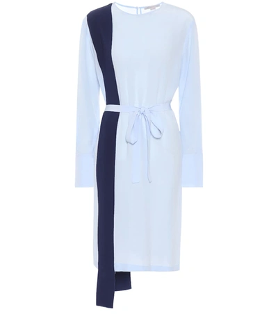 Stella Mccartney Asymmetric Silk Dress In Blue