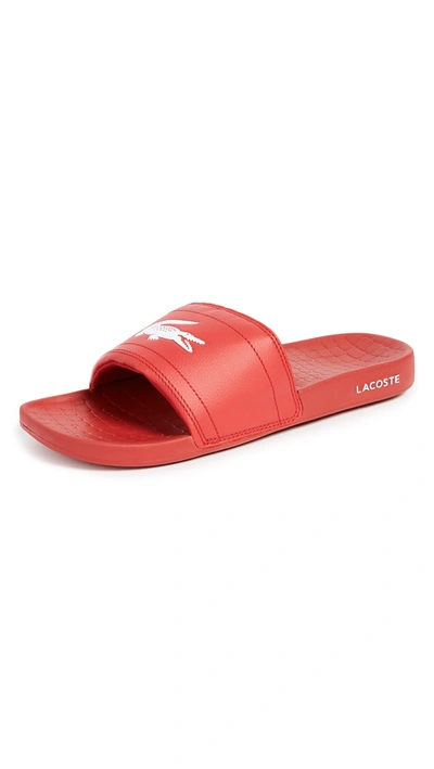 Lacoste Men's Fraisier Slide Sandals In Red/white