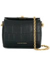 Alexander Mcqueen Nano Croc Embossed Box Bag In Black