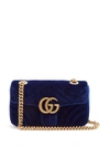 Gucci Gg Marmont Mini Quilted-velvet Cross-body Bag In Blue